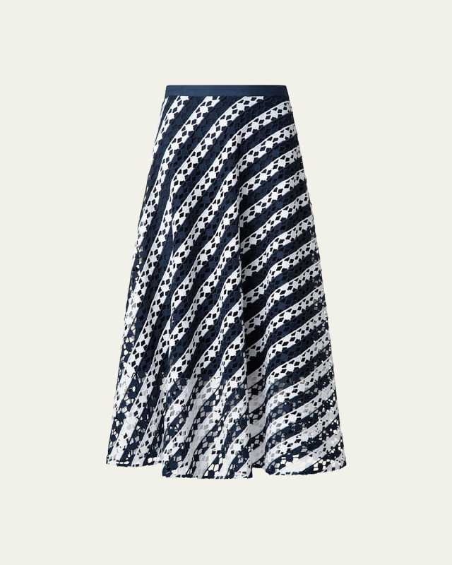 Two-Tone Lace Midi Skirt